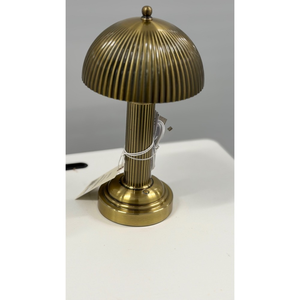 Hearth & Hand Magnolia BRASS METAL RECHARGEABLE LIBRARY TABLE LAMP FLUTED